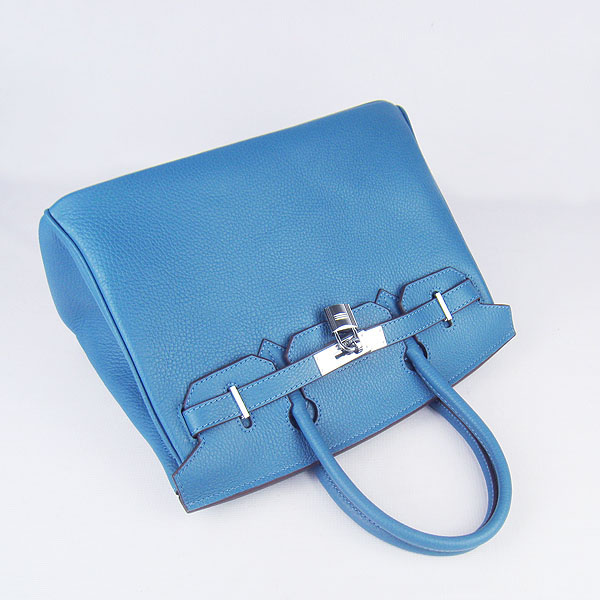 Replica Hermes Birkin 30CM Togo Leather Bag Middle Blue 6088 On Sale